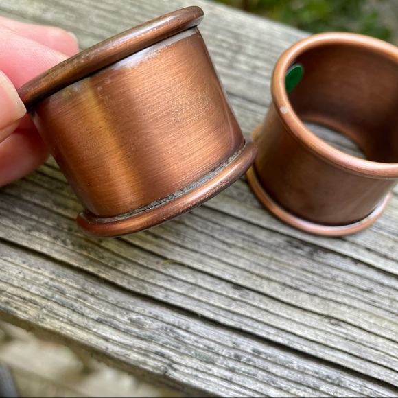 Pottery Barn Rustic Napkin Rings Antiqued Copper - Picture 7 of 11